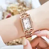 Wristwatches Classic Minimalist Wrist Watch Rose Gold Steel Strap Square Good Gift For Your Relatives