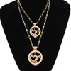 Pendanthalsband Vinnie Design smycken Multi Hearts Coin Disc Necklace med 2st Holder 80cm och 45 cm länkkedja