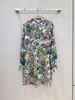 Dwuczęściowa sukienka europejska opaska modowa kwiatowy motyl bawełniany z długim rękawem z długą spódnicą