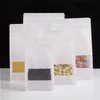 Kraft Stand Up Pouches Reusable Paper Packing Bag with Window Heat Sealable Food Storage Bag Hufmq