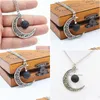 Pendant Necklaces Fashion 14Mm Lava Stone Moon Necklace Volcanic Rock Aromatherapy Essential Oil Diffuser For Women Jewelry Drop Deliv Dhniu