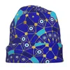 Berets Grieks Evil Eye Print Bonnet Hats Nazar Charm Beanie Patroon Breien Hat Autumn Fashion Unisex Outdoor thermische elastische petten