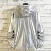 Men's Vests 4202 Black Sliver Shinny Jacket Men Bomber Korean Style Hip Hop Slim Jackets And Coats Streetwear Hooded Coat 231116