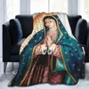 Filtar jungfru Mary filt Our Lady of Guadalupe Flanell Filt varma gåvor till mamma mysig fuzzy kast soffa soffa sängkläder vardagsrum 231116