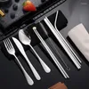 Dinnerware Sets 7-piece /8piece Set Stainless Steel Tableware Knives Forks Spoons Portable Chopsticks And Spoon With Cloth Bag