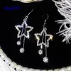 Dingle örhängen ljuskrona stil bling crystal ihålig stjärna lång tofs droppe för kvinnor utsökta strass mode smyckendangel
