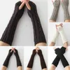 Knee Pads Elbow & Women Winter Wrist Arm Knitted Long Fingerless Gloves Mittens Hand Warmer