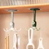 Keuken Opslag 360 Graden Draaibare Haken Zes-Klauw Rack Punch-gratis Badkamer Badhanddoek Kast Hanger Organizer accessoires