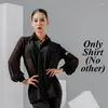 Scene Wear Mesh Latin Dance Shirt Women Modern Dancing Tops Ballroom Practice Tango Dancewear Sexy Salsa Clothing Costume JL4623