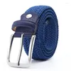 Ceintures À La Mode Tissé Polyvalent Élastique Aiguille Boucle Ceinture Pour Hommes Tendance Personnalisée Couleur Unie Décontracté Style Étudiant Cadeau De Vacances