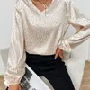 Women's Blouses Shirts Women V-Neck Silk Satin T-shirt 2023 Elegante chique veer slanke dames met lange mouwen Tops Vintage Solid Color All Match