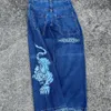 Мужские джинсы JNCO, ретро, уличный хип-хоп, панк, потертые джинсы со средней талией, свободные джинсы с белым тигровым принтом, повседневные широкие брюки для мужчин и женщин 231116