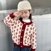 Pullover Children Cartoon Sweater Kid Knitwear Jacket Girls Long Sleeved Cardigan Winter Boys Plush Warm Lattice Coat 231115
