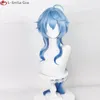 Cosplaypruiken Nieuwe Ganyu rollenspelpruik Genshin Impact Ganyu 95 cm lang blauw gradiënt met pony decoratie hittebestendig en schattig pruik + pruikkap 231116