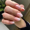 False Nails 24pcs/set Nude Fake For Women Girls Gradient Pink French Almond Tips Faux Ongles Press On Acrylic Nail Supplies