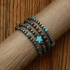 Bracelets de charme 4pcs style occidental cowboy turquoise étoile pierre décor fausse perle ensemble adapté à l'usure quotidienne des femmes