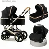 Kinderwagen# Kinderwagen 3 in 1 mit Autositz Luxus-Kinderwagen Zwei-Wege-Kinderwagen Stoßdämpfer für Neugeborene Trolley Kinderwagen faltbar Q231116