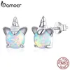 Stud Opal Unicorn Stud örhängen för tjej 925 Sterling Silver Hypoallergeniska öronningar Fashion Söta smycken SCE737 231115