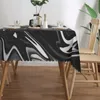 Paño de mesa elegante mantel de mármol negro blanco líquido cubierta rectangular manteles diseño moderno para fiesta comedor