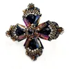 Brooches Pins Retro Vintage Purple Crystal Rhinestone Cross Style Flower Four Petal For Women Jacket Cape Coat SweaterPins Kirk22