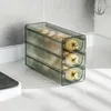 Förvaringsflaskor Slide ägglåda transparent låda stapelbara rullande ägg korgbehållare kök kylskåp lådor