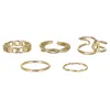 Anelli a grappolo Set di anelli di apertura color oro argento semplice alla moda Set di design di nicchia femminile Senso metallico per regalo di gioielli da donna