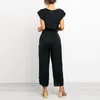 Herenbroeken Solid kleur Zipper jumpsuit recht eenvoudig eenvoudig en voortreffelijk ontwerp Petite formele broekpakken Flare Jumpsuits voor vrouwen