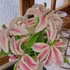 Decorative Flowers Finished Handmade Crochet White Lily Wool Yarn Knitting Products Artificial Home Decor Bouquets