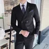 Herrenanzüge Blazer S7XL Blazer Weste Hosen Highend Marke Gestreifter Business Herren Zweireiher Anzug Bräutigam Bankett Performance Kleid Bühne 231116