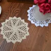 Tovagliette 10 PZ/LOTTO Centrino Rotondo In Cotone Fatto A Mano All'uncinetto Tappetino Per Tazza Colore Bianco 14 CM X 14 CM Posto