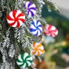 Christmas Decorations 50pcs Christmas Candy Ornaments Plastic Colorful Peppermint Hanging Decor for Home Fake Candies Xmas Tree Pendants DIY Year 231116