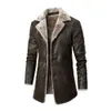 Herrenjacken Winter Fleece Plüsch PU Mode Business Casual Mittlerer und langer Anzugkragen Windjacke Lederjacke Mäntel 231115