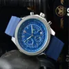 Designer relógio masculino relógio de pulso de quartzo luxo moda navitimer vidro safira moda montre de luxe pulseira de borracha preta