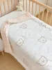 Filtar baby komfortböna filt bomullstecknad broderi täcke sängkläder för född varm sammet korall fleece barns barn