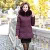 Frauen Trenchcoats 2023 Frauen mittleren Alters Winterjacke Lässige Kapuzenpelzkragen Baumwollmantel Weibliche Outwear Frau Parkas Hohe Qualität