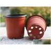 Planters & Pots Double Color Flower Pots Plastic Red Black Nursery Transplant Basin Unbreakable Flowerpot Home Planters Garden Supplie Dh6Hv