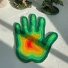 Tappeto personalizzato fatto a mano a forma di mano per camera da letto tappeto anatomico verde viola imaging termico morbida flanella antiscivolo arancione per soggiorno 231116