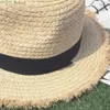 Large Bord Chapeaux Chapeaux Seau 2019 nouveau chapeau de soleil en raphia à large bord pour femmes hommes maille casquette de Jazz Panama chapeau de disquette été Str chapeau bref bleu ceinture chapeau de plage YQ231116