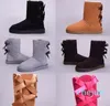 Mode classique arc bottes d'hiver en cuir véritable Bailey Bowknot femmes bailey arc bottes de neige chaussures botte