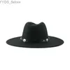 ワイドブリムハットバケツ帽子帽子帽子hat fedora hats for women for women panama wide brim 9.5cm big size beltカジュアルラグジュアリーフォーマルメンキャップ