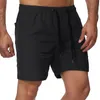 summer men new Loose quick dry solid color drawstring beach fitness shorts