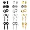 Boucles d'oreilles à tige en acier inoxydable, 15 paires, Clip magnétique sans perçage, cerceau croisé unisexe, pour hommes et femmes