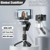 Stabilizatory 2023 NOWOŚĆ BLUETOOTH bezprzewodowe gimbal stabilizator selfie Stick 360 stopień inteligentne śledzenie twarzy na żywo na żywo z lampką wypełniającą Q231116