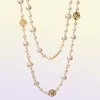 Projektant mody luksusowy klasyczny styl puste róże eleganckie multi kolory jasne perły długie oświadczenie Sweter Naszyjnik dla kobiety 129930702