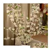 Decorative Flowers & Wreaths Artificial Cherry Spring Plum Peach Blossom Branch Silk Flower Tree For Wedding Party Decoration White Re Dhirl