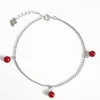 Bracelets de cheville Bracelet de cheville en argent sterling 925 perles de coquillage rouge pour femmes bijoux boule chaîne pied