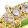 Europejski i amerykański modny i kreatywny pierścień cyrkonu żeńskie złoto plastowane krążki Ring5741309