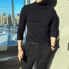 Camisetas masculinas Turtleneck de gola alta do inverno de outono de inverno de manga longa Slim Casual Business Pullovers camisetas Black Tops Men roupas 2023