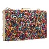 Evening Bags Multi Color Stone Girl Wedding Hard Acrylic Handbag Clutch Metal Chain Crossbody Shoulder Purse with Interlocking Clasp 231115