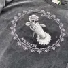 مصمم أزياء الملابس المحملات الفاخرة Tshirts Saint Michael Holding Rose Co Br Ed Fogs White Pigeon Print High Street Wash Vintage Long Sleeve T-Shirt Autumn